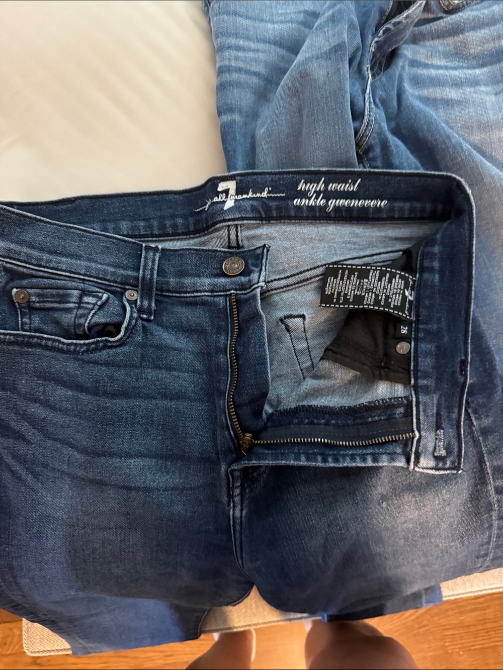 7 For All Mankind High Waist Ankle Jeans - Blue